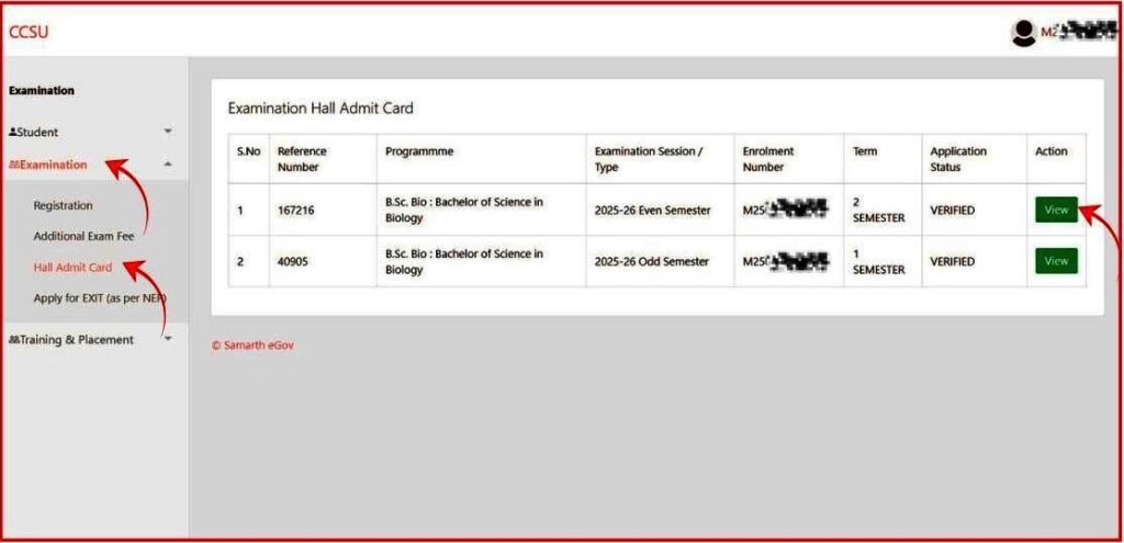 CCSU ADMIT CARD DOWNLOAD